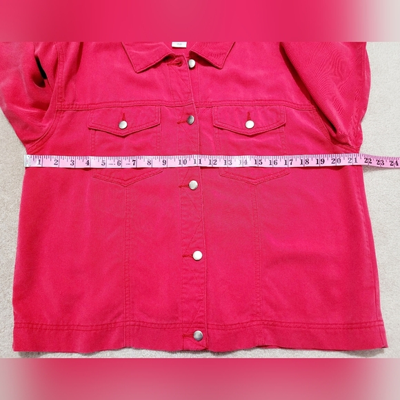 Coldwater Creek Red Tencel Lyocell Jacket Women’s SZ Large Button Front Utility - Picture 6 of 10